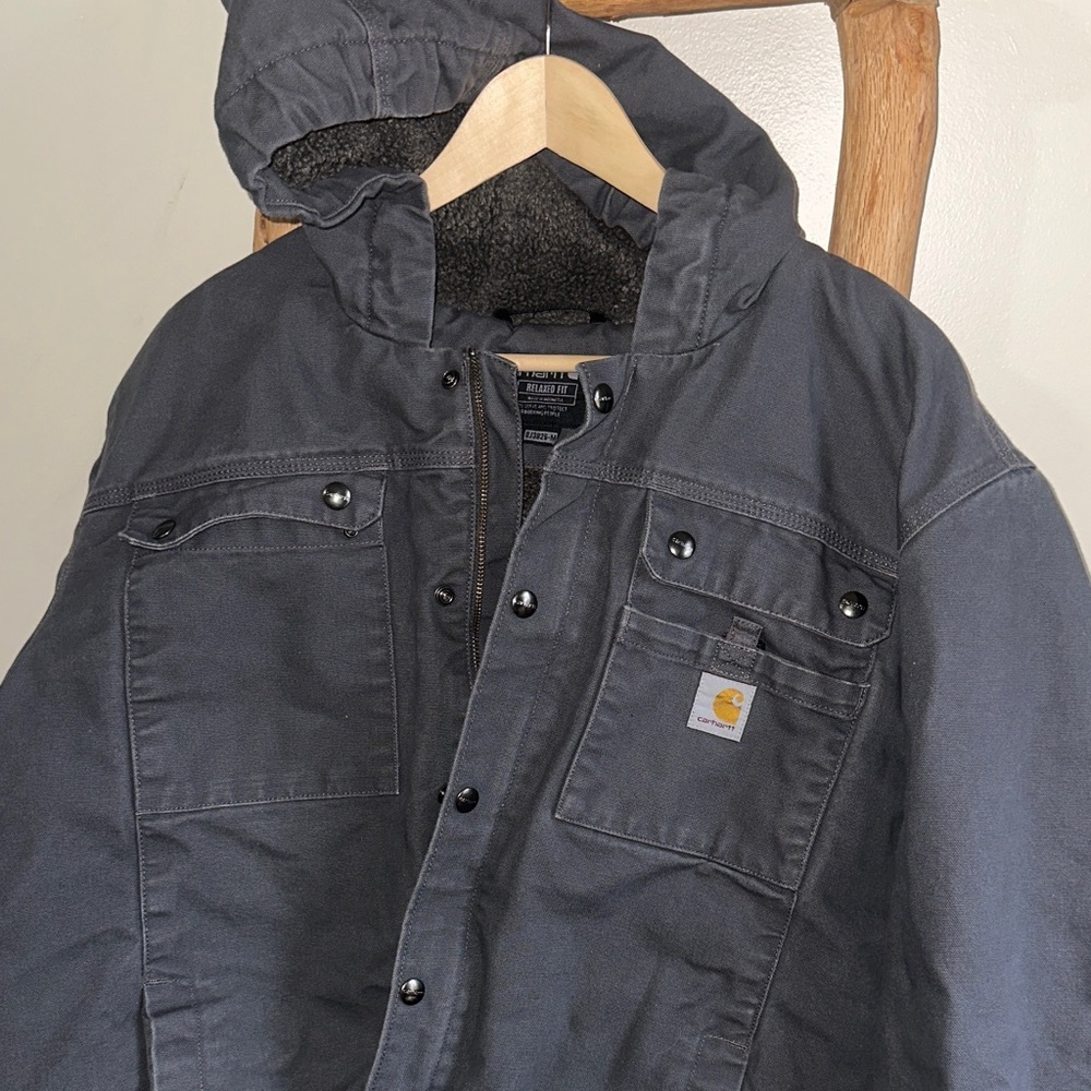 Carhartt Dark Gray Cargo Hooded winter lined Jacket